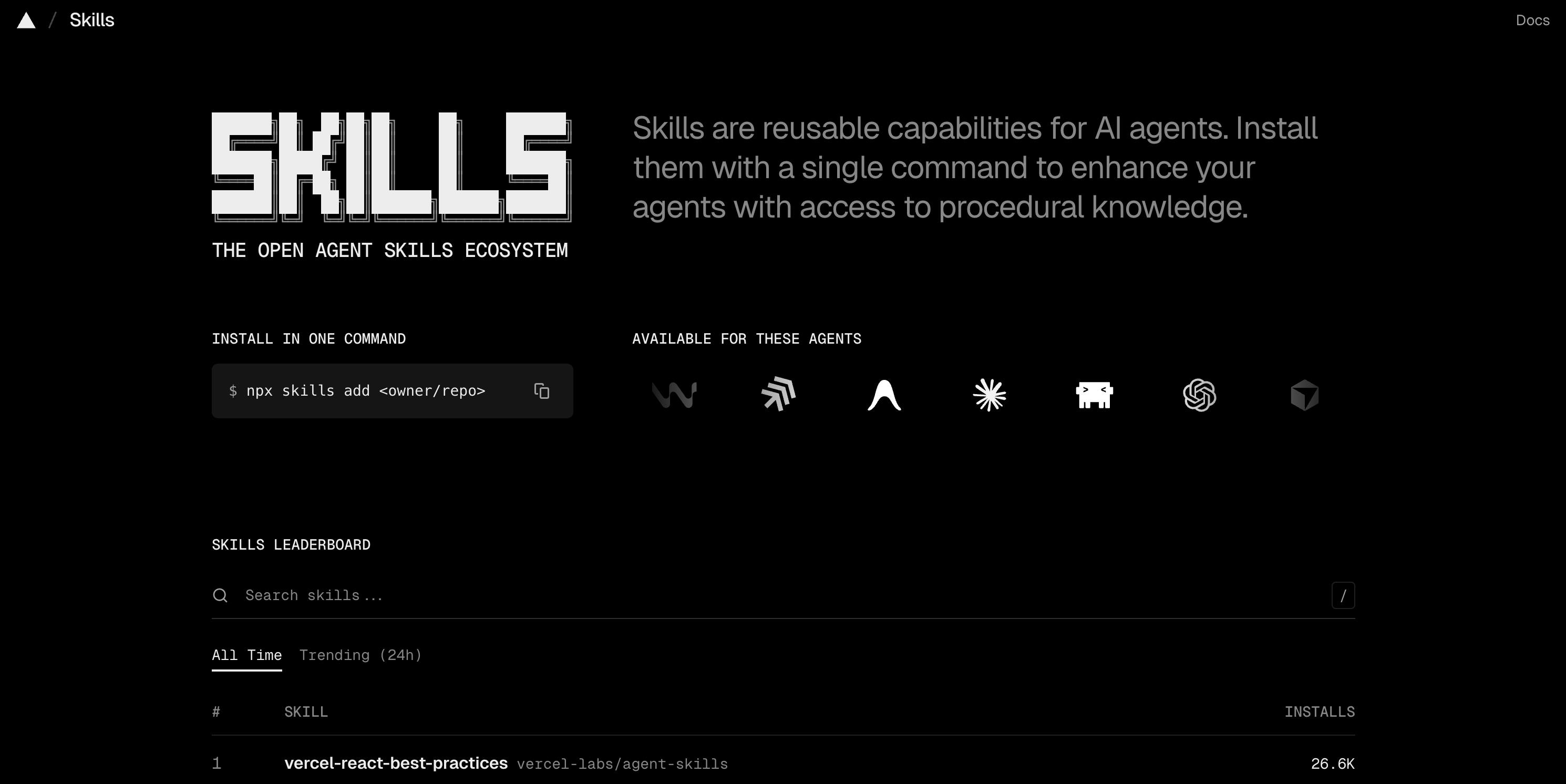 Hero image for Vercel Skills.sh